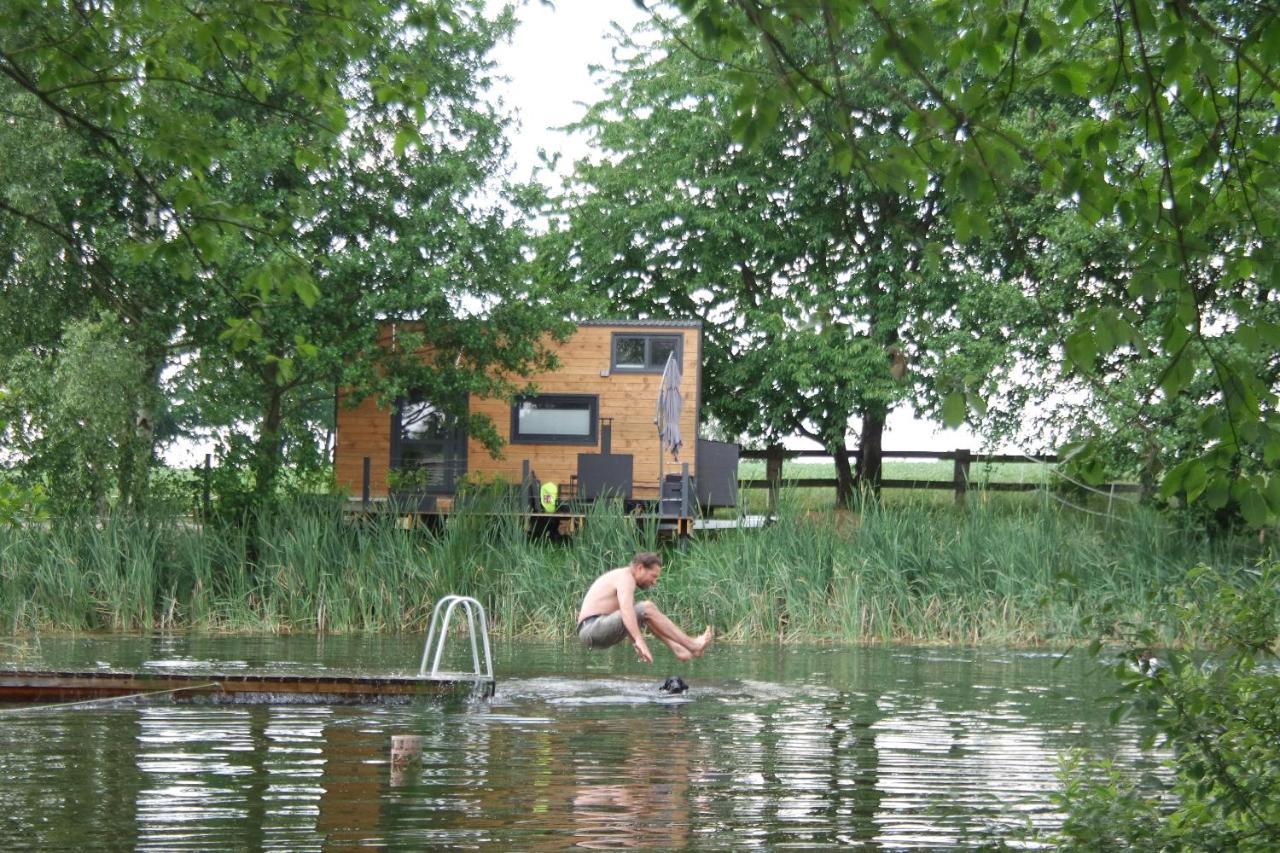 Tinyhousebeidresden 1 - Direkt Am Naturteich - Naehe Saechsische Schweiz, Dresden Großharthau Kültér fotó